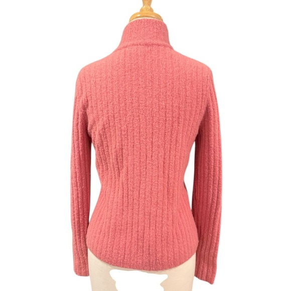 Alexandra Bartlett Pink Boucle Full Zip Mock Neck Wool Sweater Jacket Medium - Picture 3 of 11